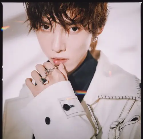 赵磊米色风衣帅气图片写真