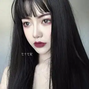 网红假发女黑长直发锁骨发一刀平黑色可爱自然修饰圆脸整顶假发套