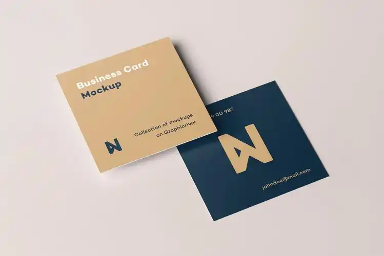 7个方形商务名片设计展示样机模板squarebusinesscardmockup