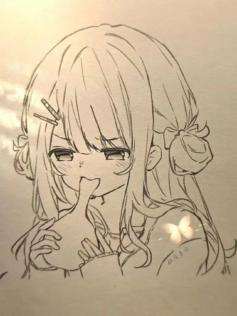 我们好久不见.#简笔画 #二次元 #手绘动漫人物 #过程图 - 抖音