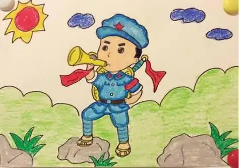 简笔画大全小红军卡通图片简笔画红军少年简笔画红军扛旗简笔画八路军