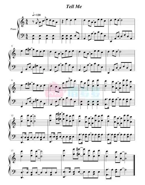 抖音热歌《tell me》钢琴谱