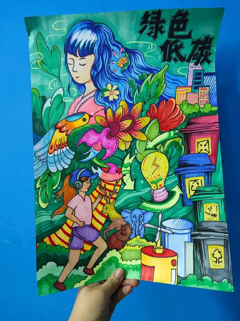 绿色低碳,环保从我做起.#儿童简笔画 #儿童简笔画教程 #低 - 抖音