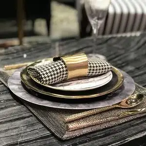 欧式西餐盘套装酒店样板房间装饰陶瓷牛排餐具摆台餐巾扣摆件