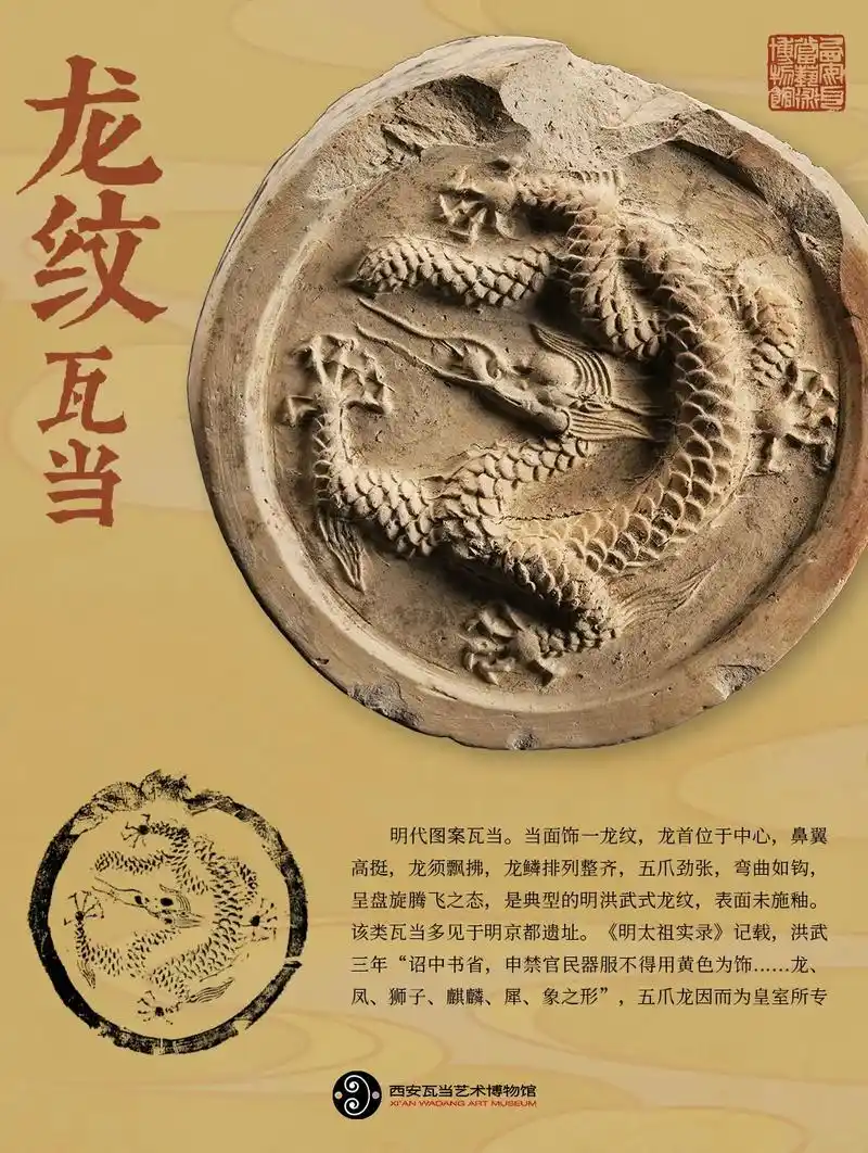 龙纹瓦当:排列整齐 五爪劲张