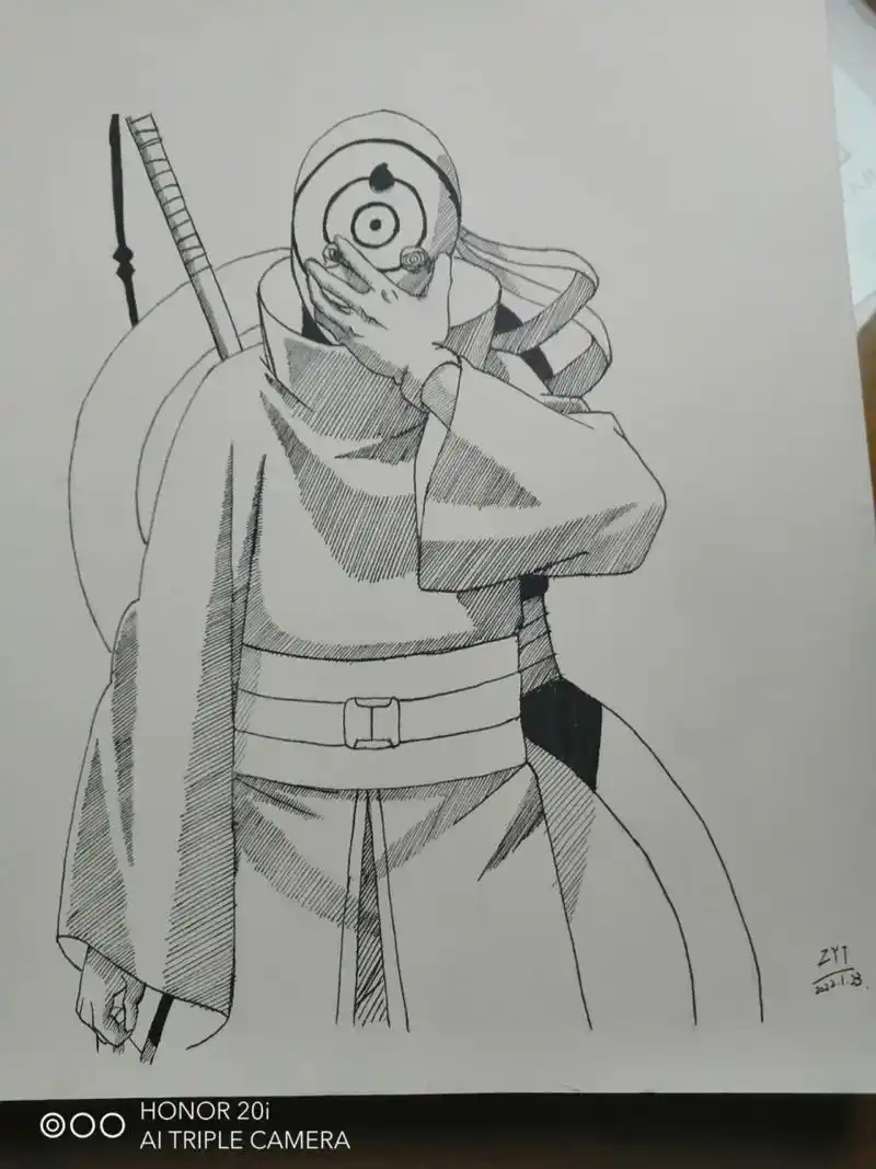 火影忍者手绘「宇智波带土」 一个喜欢琳但却不敢向她表白,但却又是一