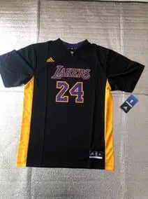 nba青少年款篮球服 湖人队24号科比黑金短袖球衣,青少年款