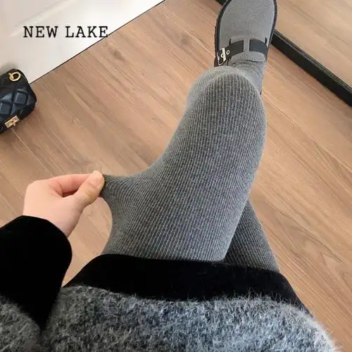 newlake加厚加绒烟灰色打底裤袜女外穿奶咖色连裤袜深灰色踩脚打底袜