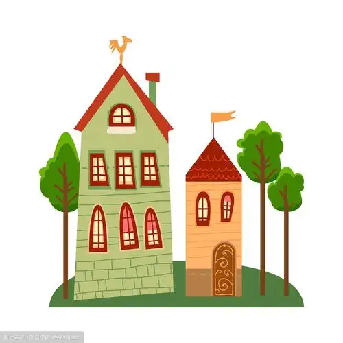 一套可爱的卡通房子在儿童风格