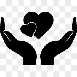 黑白双手托举爱心