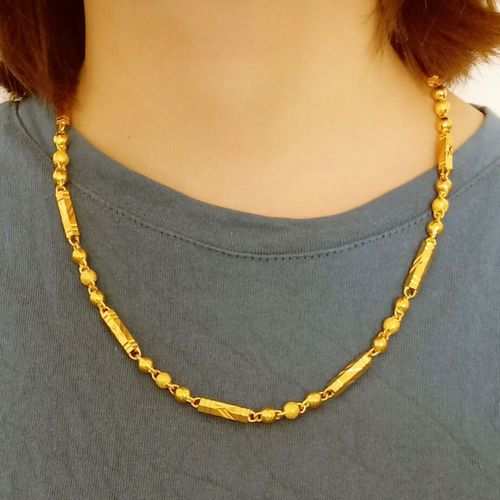 正品黄金项链9999足金女款佛珠六角颈饰