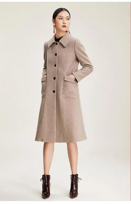 绵羊毛乔万尼女冬外套羊毛大衣流行中长款毛呢大衣韩版直筒en4a718005