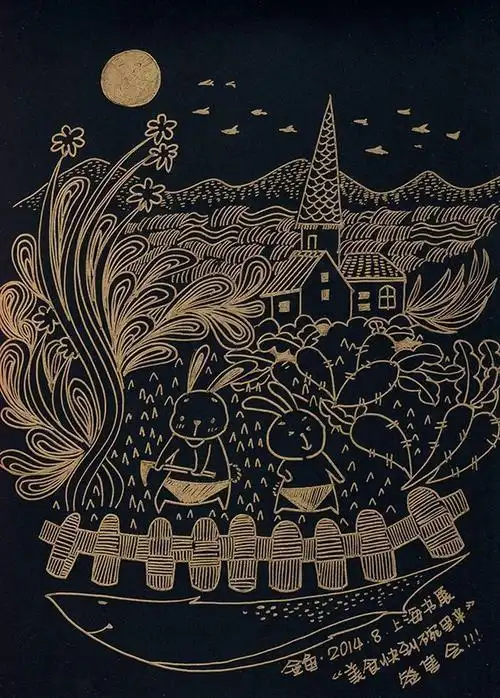黑色卡纸刻画简笔画