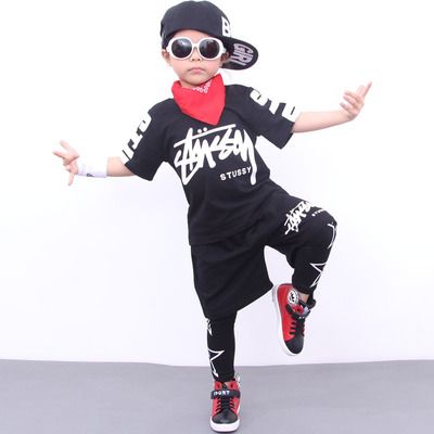 男童表演服装儿童街舞爵士舞hiphop舞蹈服装两件裤子三件套装潮衣