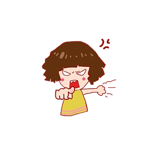 生气的小女孩插画