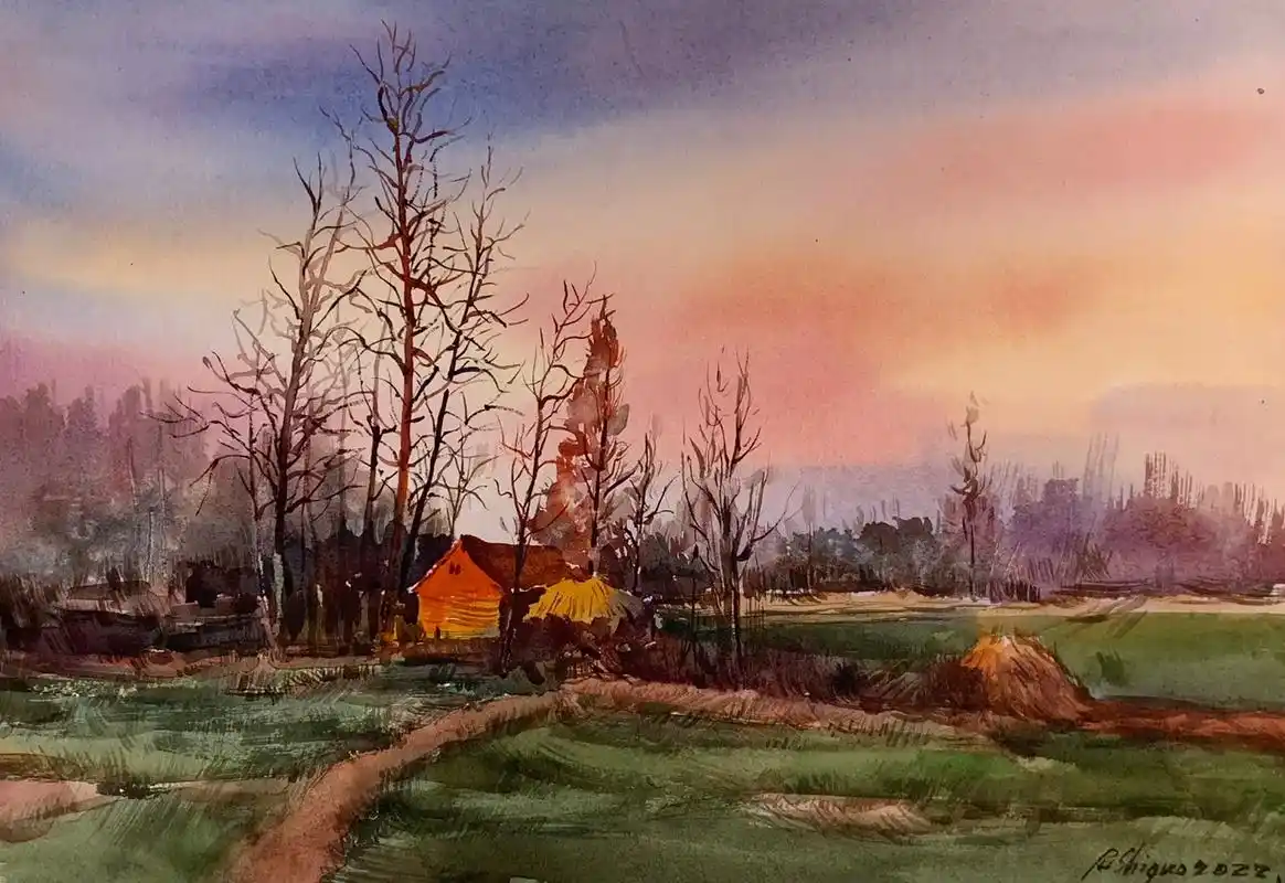 水彩风景作品#水彩 #水彩风景 #人类艺术行为图鉴 #教你学 - 抖音