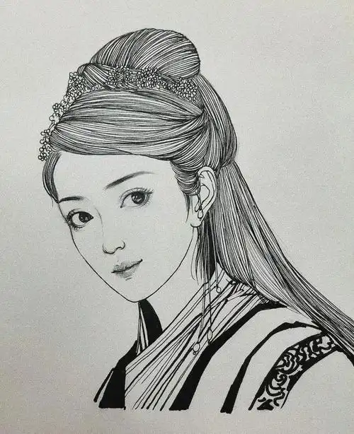 高能多图!古风汉服人物手绘线稿