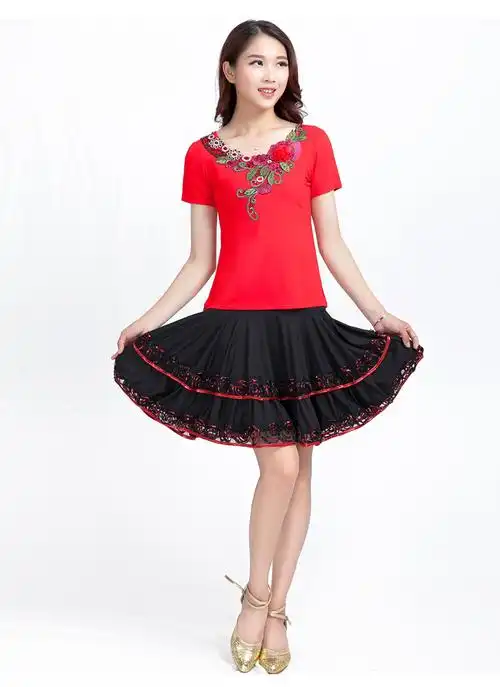 新款广场舞套装金丝短袖成人女拉丁舞服装夏季跳舞衣服舞蹈服装