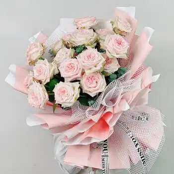 鲜花速递全国同城配送520礼物送女友老婆闺蜜粉白红玫瑰满天星花束