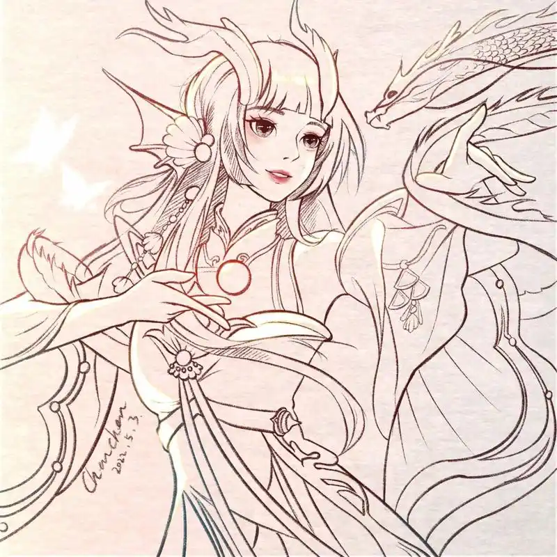 教你画王者荣耀人物——西施(附过程图) 绘画工具ipad,绘画软件procre