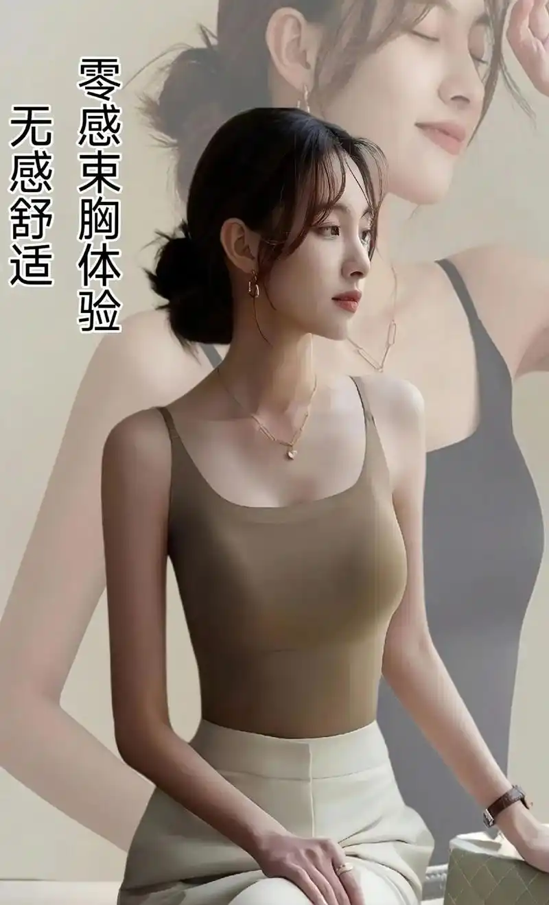 姐妹们~新款打底吊带背心来啦~一体固定杯免穿文胸,不跑杯,不 - 抖音