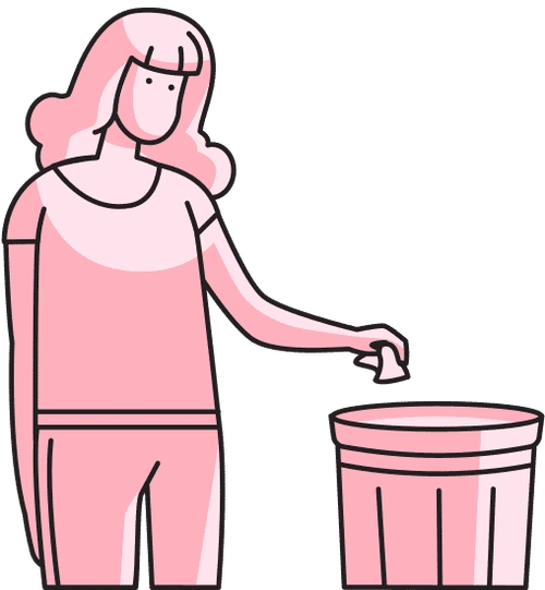 健康防疫手绘单色相线条插画元素丢垃圾