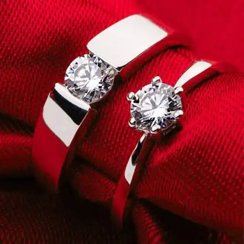 老凤祥和莫桑石钻戒1-2克拉pt950六爪男女对戒白金铂金订结婚戒指