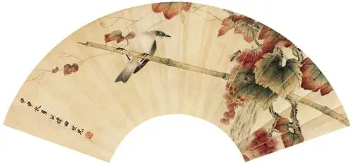 田世光百年巨匠花鸟扇面