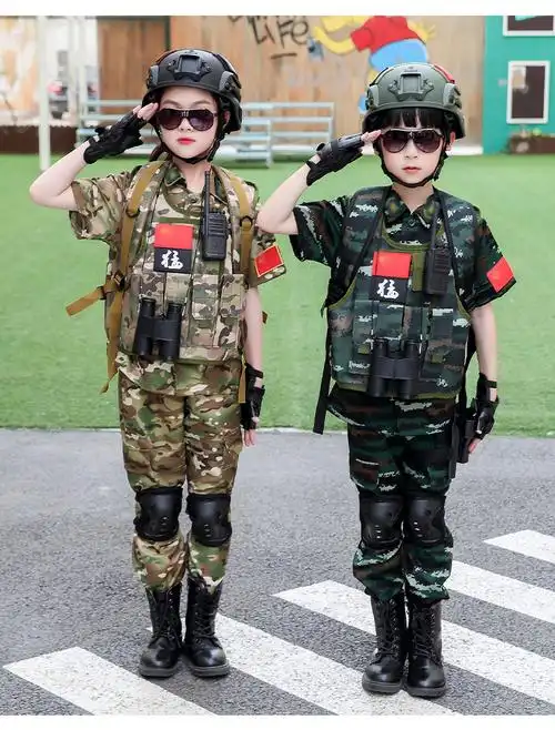 儿童迷彩服套装男童军训服短袖小学生特种兵夏令营夏季作训演出服短袖