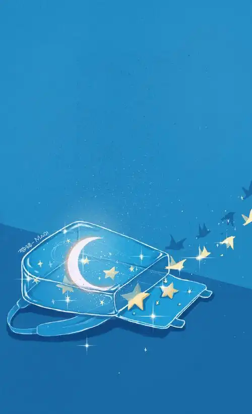 73蓝色小清新手绘插画壁纸73