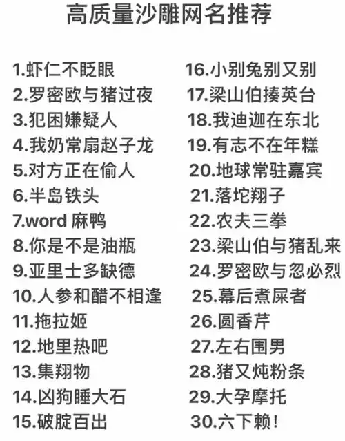 高质量沙雕网名推荐丨搞笑图