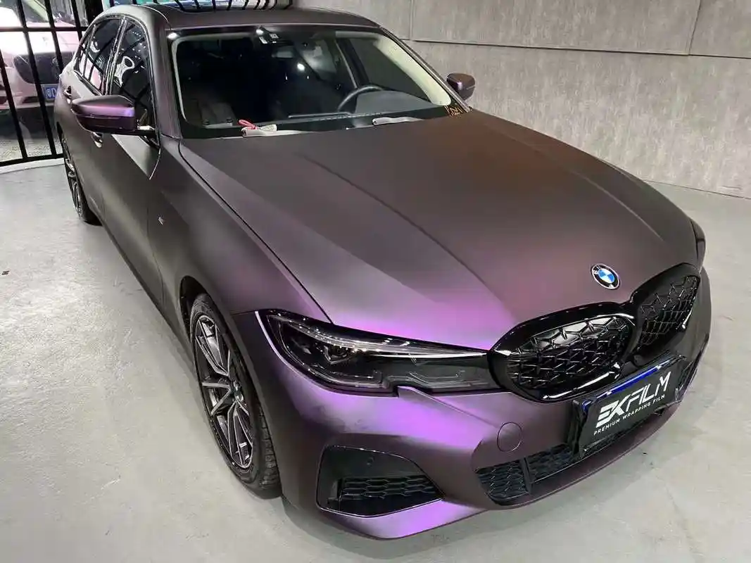 宝马3系汽车贴膜ekfilm-ek改色膜消光黑比诺紫