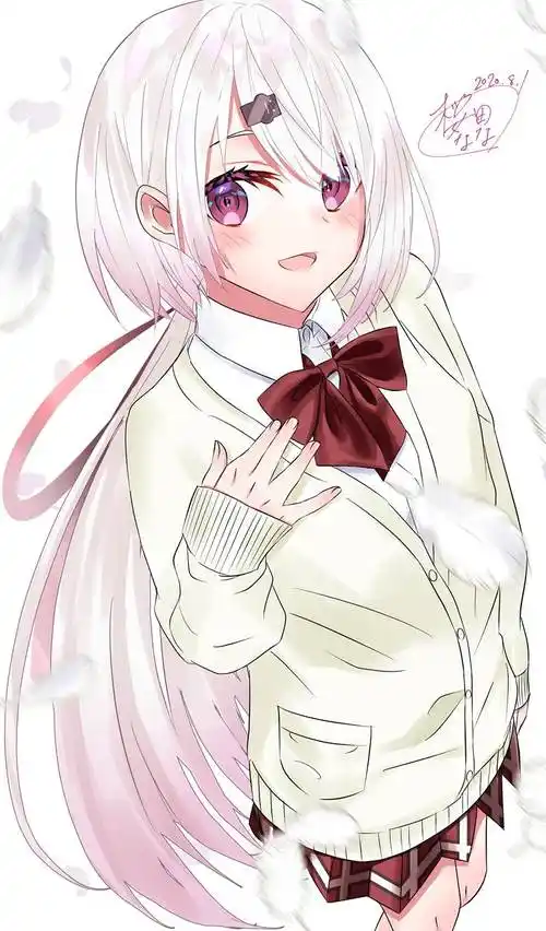 椎名唯华樱田ななお的红眼睛美少女插画图片