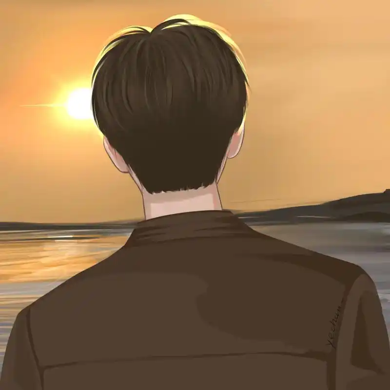 夕阳,海边,我们的背影  情侣头像 海边沙滩背影情侣头像