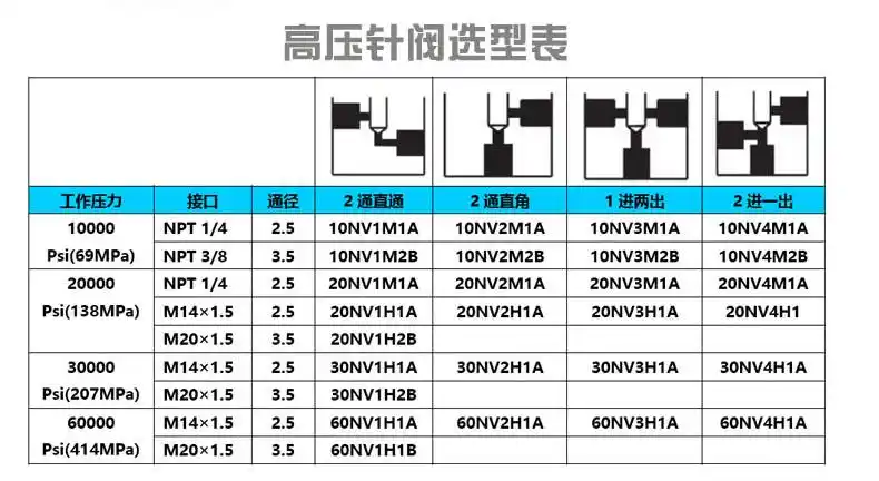 高压针阀参数与选型,剖视直观明了
