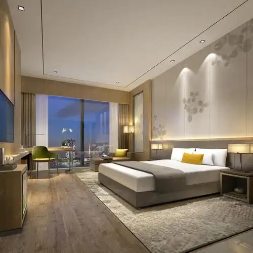 酒店客房现代卧室主题套房工装模型