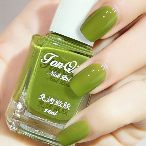 新款指甲油不掉色易涂牛油果绿流行色网红少女显白持久微胶美甲油