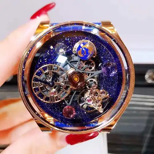 捷克豹jacobco最新款天体陀飞轮solar45mm玫瑰金蓝色星空版本