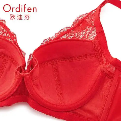 欧迪芬深v性感内衣女聚拢蕾丝胸罩薄款bra舒适胸衣美背文胸xb9301