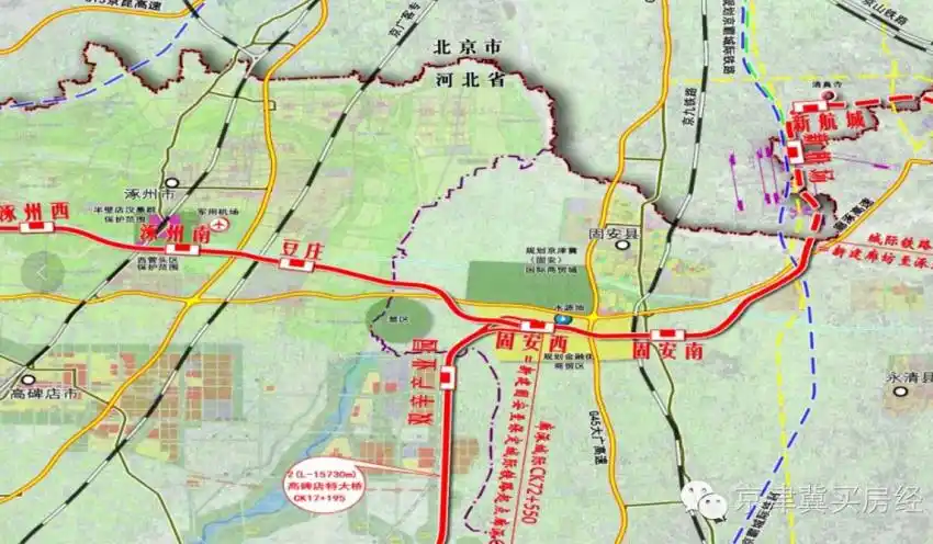 继续解读廊涿城际的环评. 固安两站跑到7环外让人意外,请看示意图.