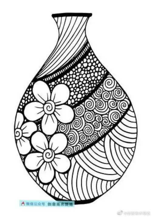 简单漂亮的黑白装饰画手绘作品,画面中装饰元素在创作中可以借鉴.