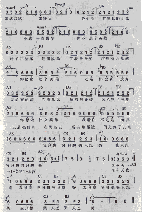 黑色柳丁吉他谱图-陶喆