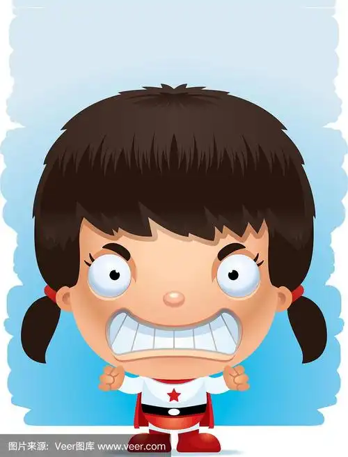 愤怒的卡通女孩超级英雄