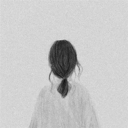 女生头像背影黑白手绘高清图片