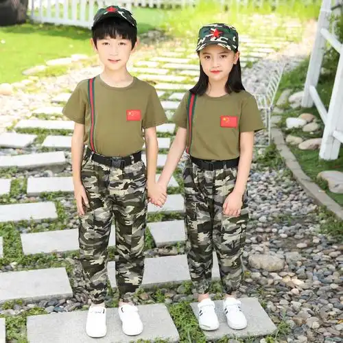 儿童迷彩套装特种兵男童军训迷彩服表演服女童夏装幼儿军装演出服