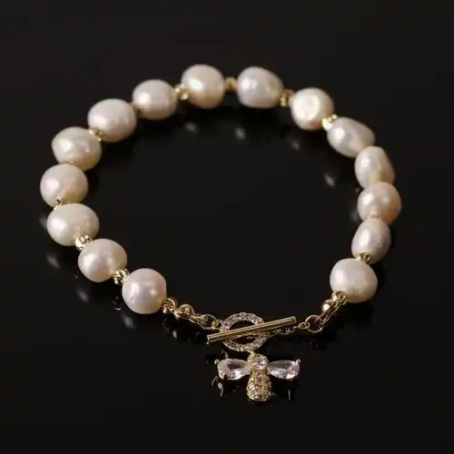 天然珍珠手链女气质韩版2020新款网红小蜜蜂手环简约女士配饰潮