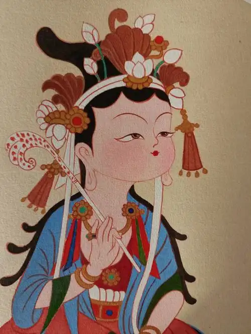 呆萌可爱小菩萨国画作品