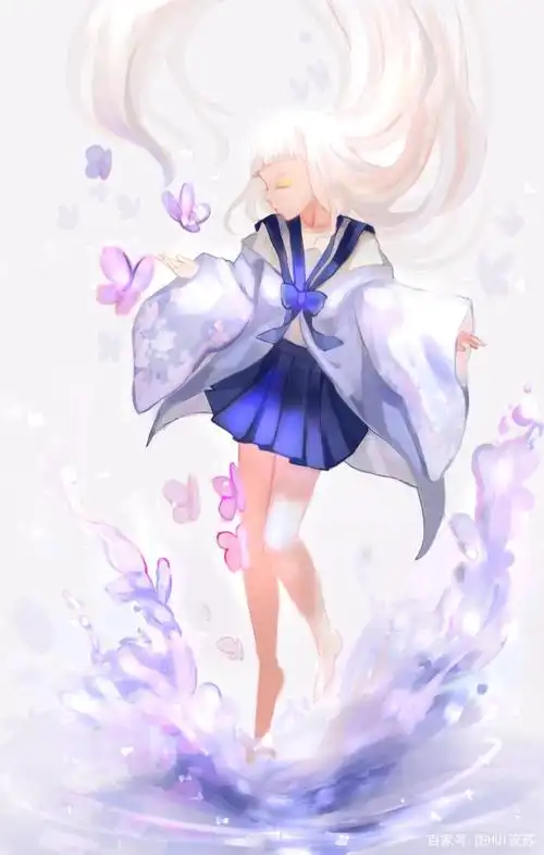 二次元少女壁纸 蝴蝶飞