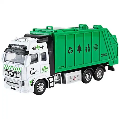 清运垃圾分类桶环卫工程模型汽车男孩大号 垃圾车 6垃圾桶 200卡片
