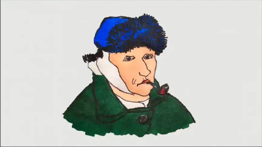 割掉耳朵的梵高的简笔画,世界名画系列第4集